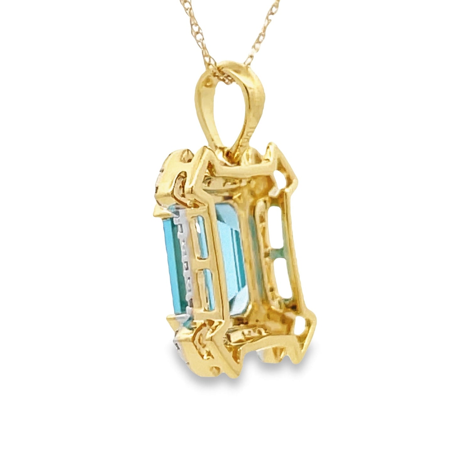 Blue Topaz Diamond Fashion Pendants 10KT Yellow Gold Bids.com