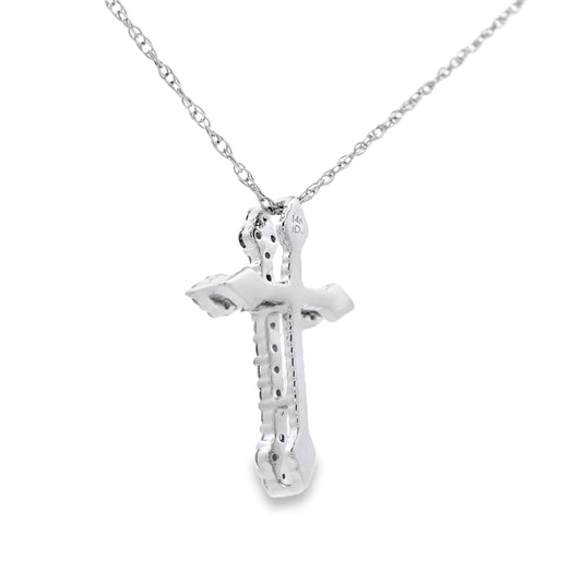 .16ct Diamond Cross Religious Pendant 14KT White Gold Bids.com