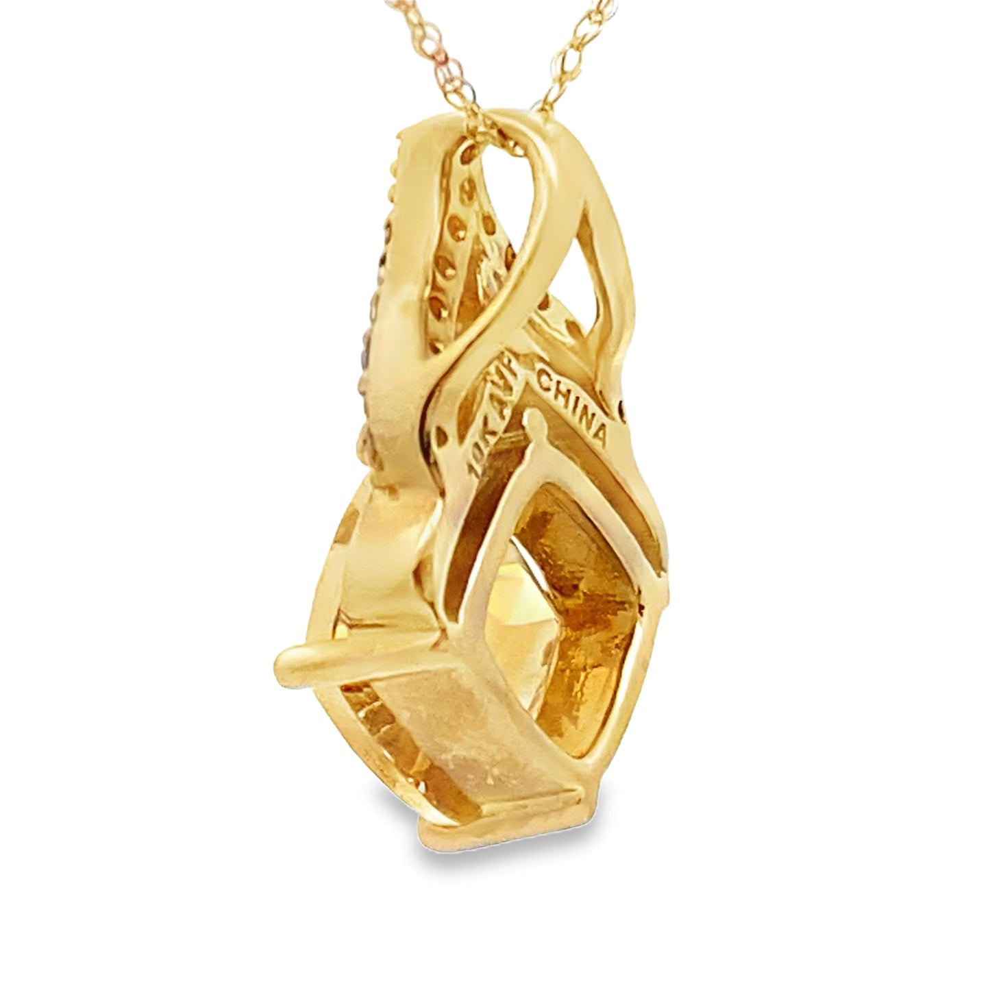 Citrine Diamond Fashion Pendants 10KT Yellow Gold Bids.com