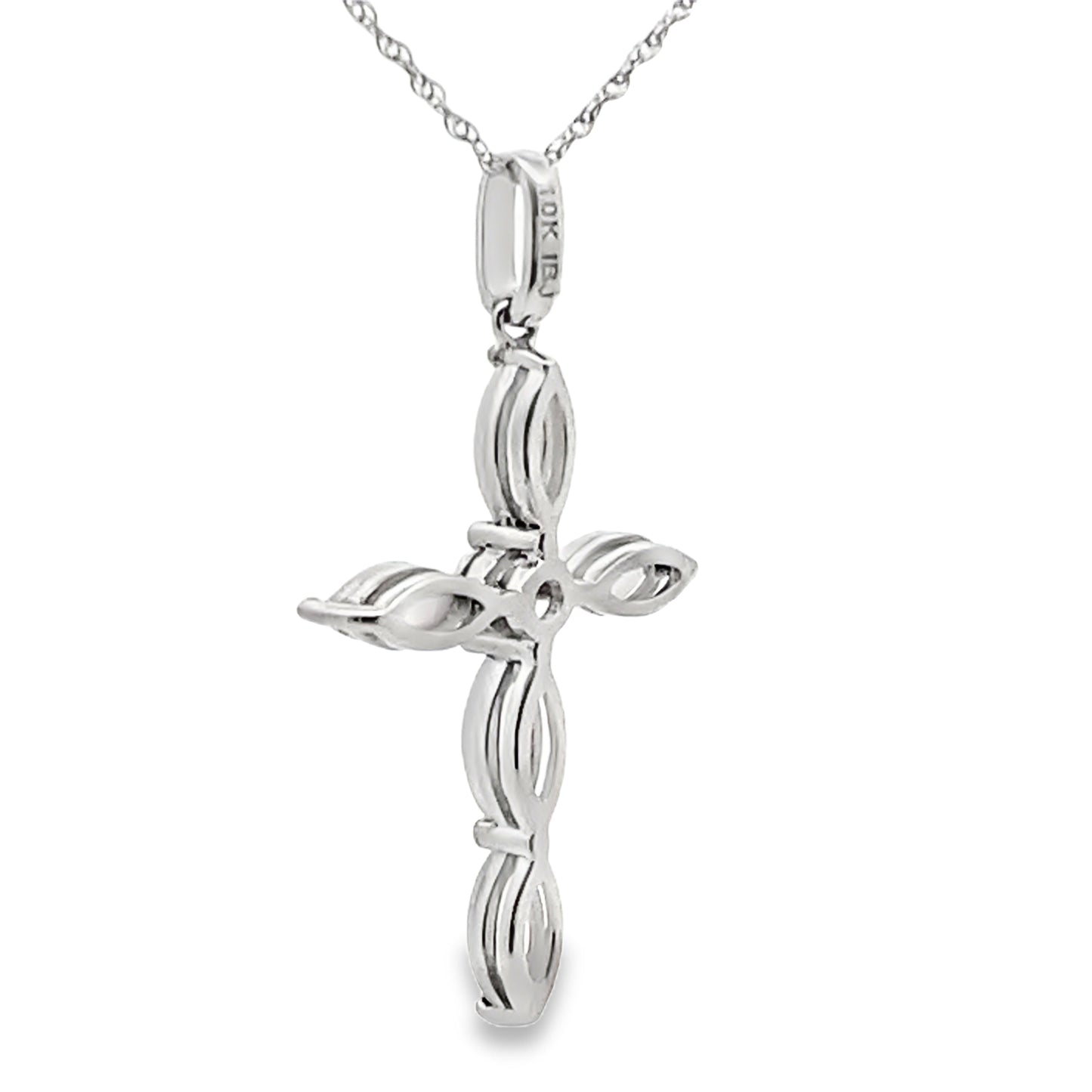 Opal Diamond Cross Religious Pendant 10KT White Gold Bids.com