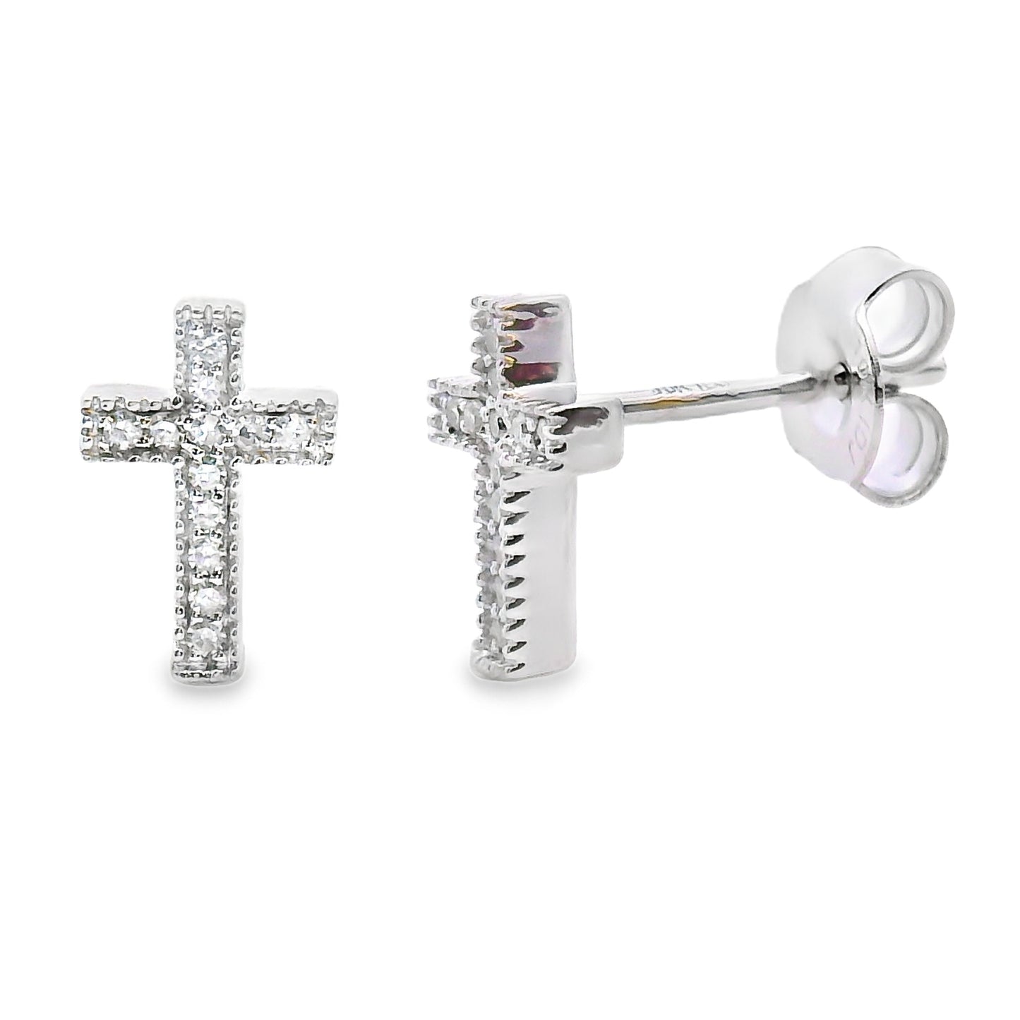 Genuine .09ct Diamond Cross Earrings 10KT White Gold Bids.com