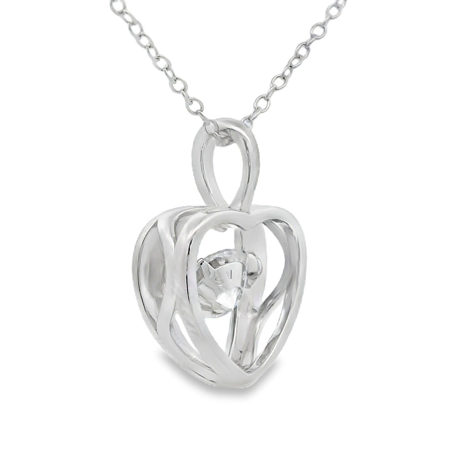 1.00ct Moissanite Heart Love Pendant Sterling Silver Bids.com