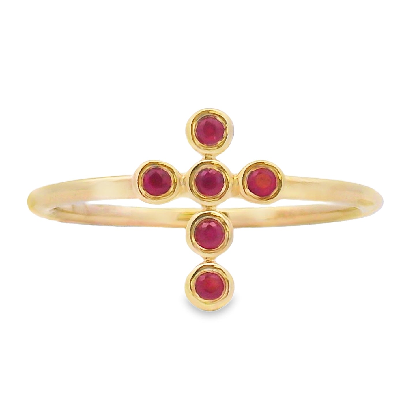 Natural .12ct Ruby Cross Ring 14KT Yellow Gold Bids.com