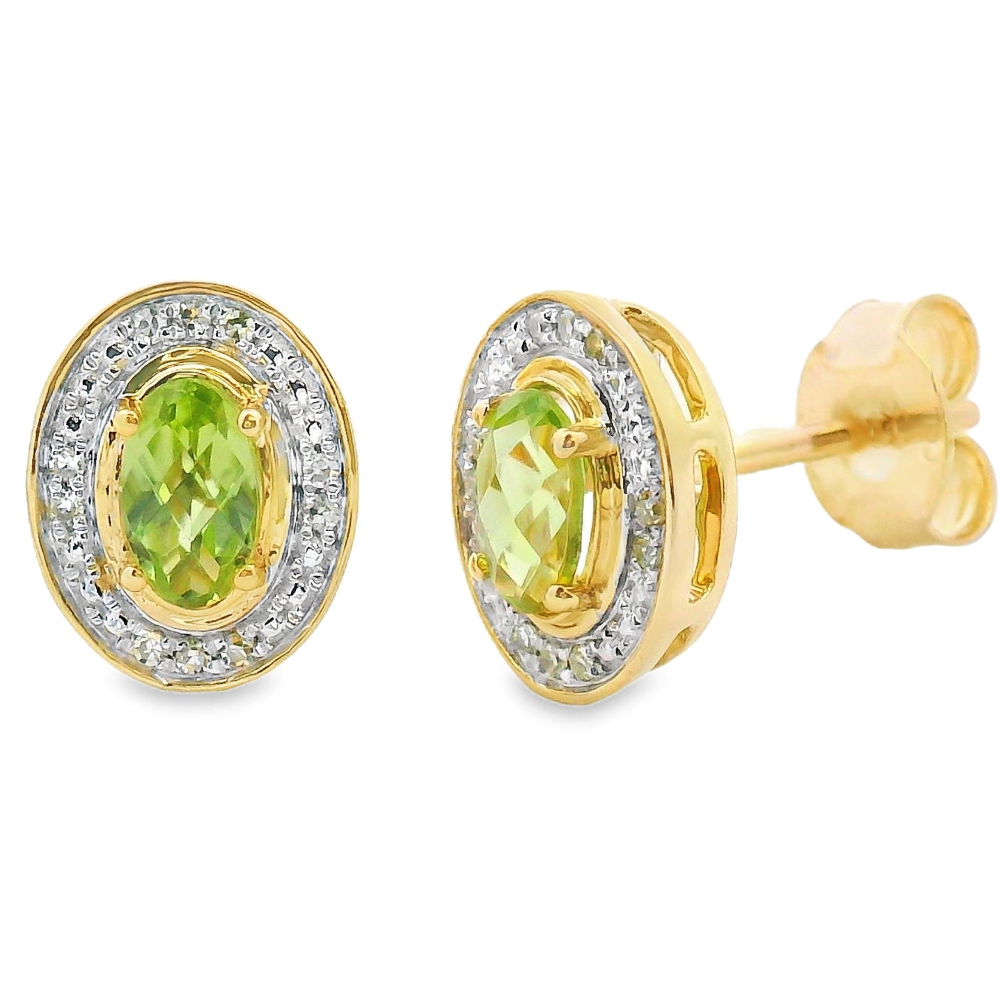 Natural .50ct Peridot Diamond Earrings 10KT Yellow Gold Bids.com