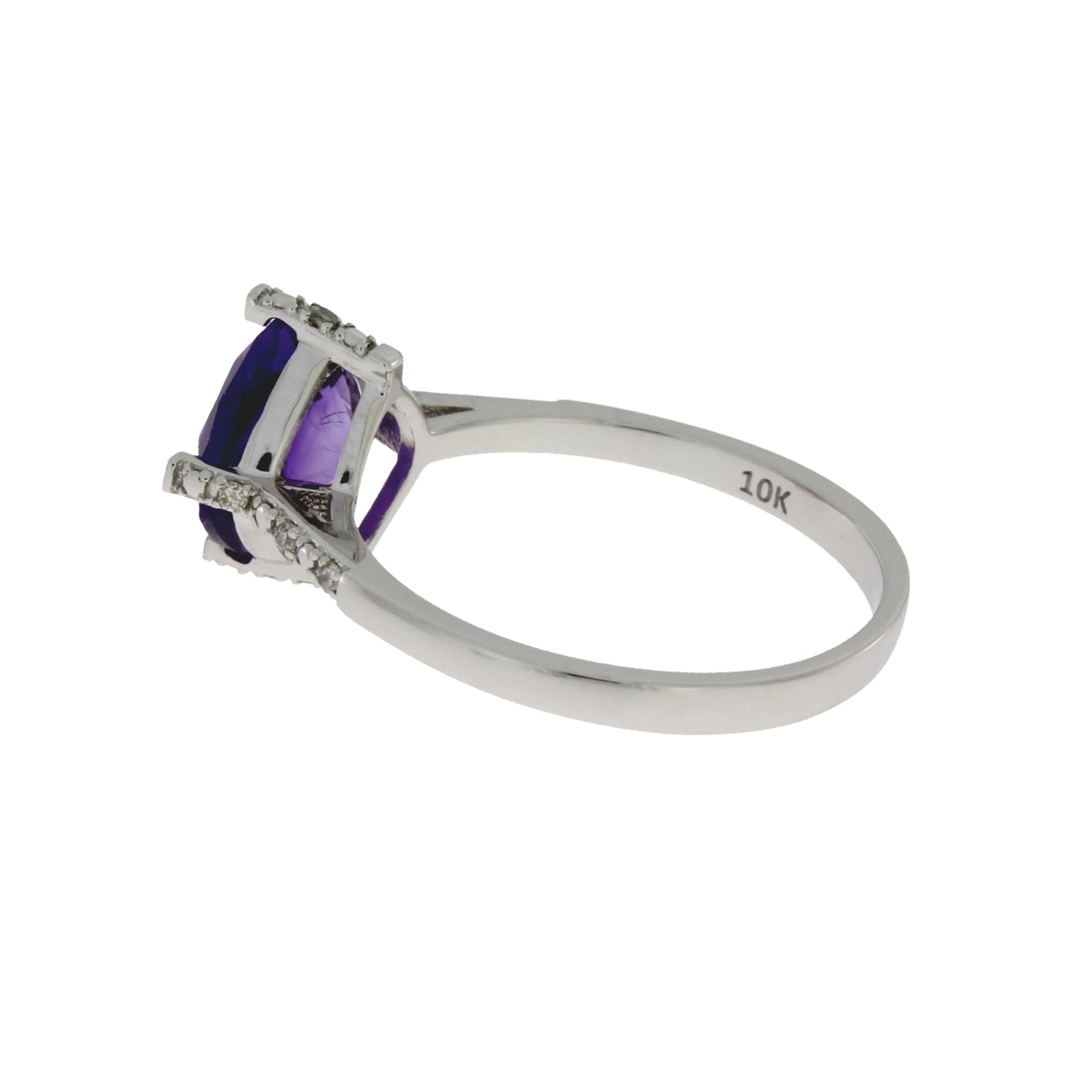 Genuine 1.25ct Amethyst Diamond Ring 10KT White Gold Bids.com