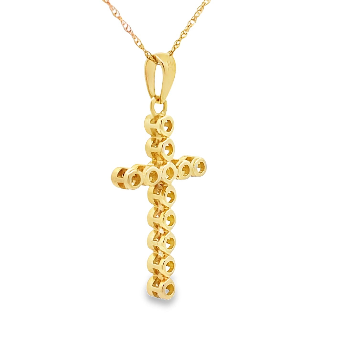 .12ct Diamond Cross Religious Pendant 14KT Yellow Gold Bids.com