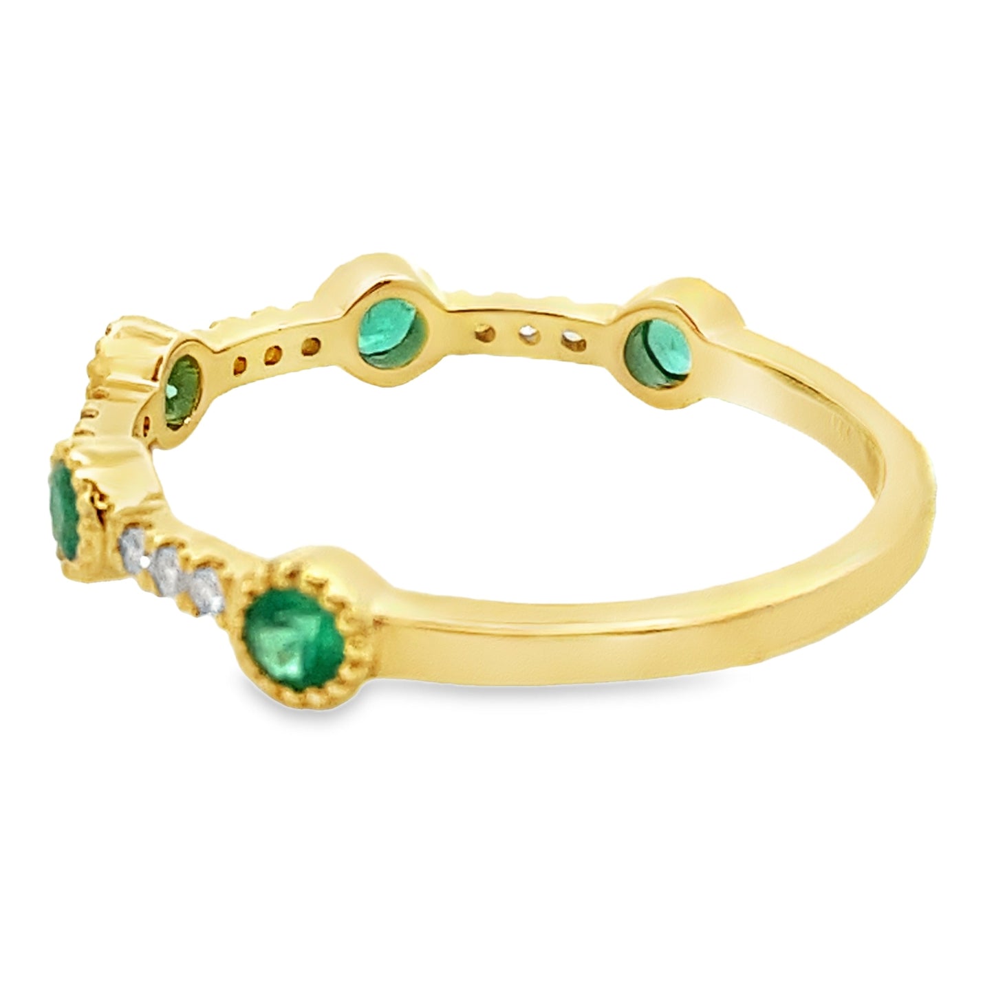 Emerald Diamond stackable band set 14KT Yellow Gold Bids.com