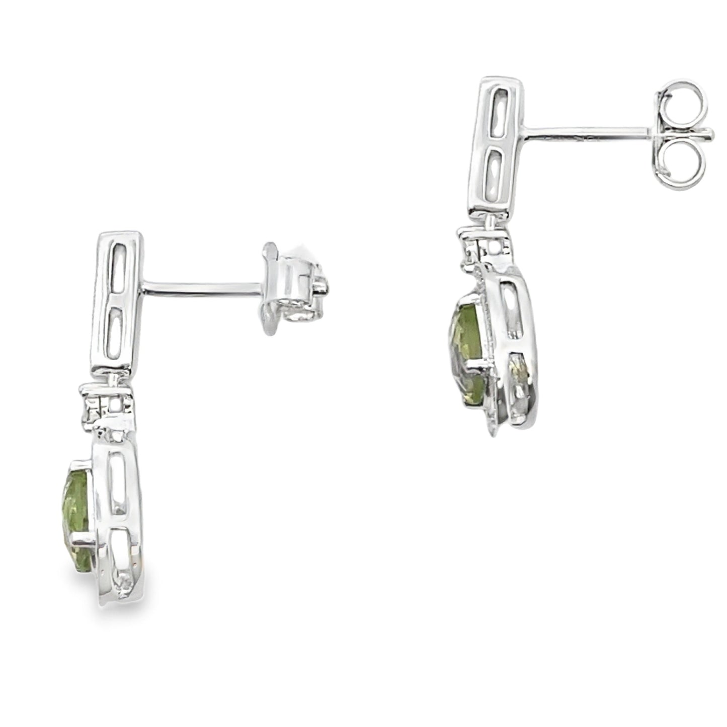 1.23ct Peridot Diamond Dangle Earrings 10KT White Gold Bids.com