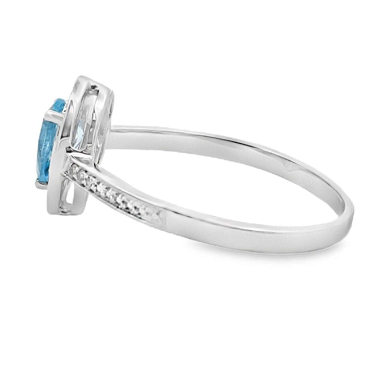Natural .54ct Blue Topaz Diamond Ring 10KT White Gold Bids.com