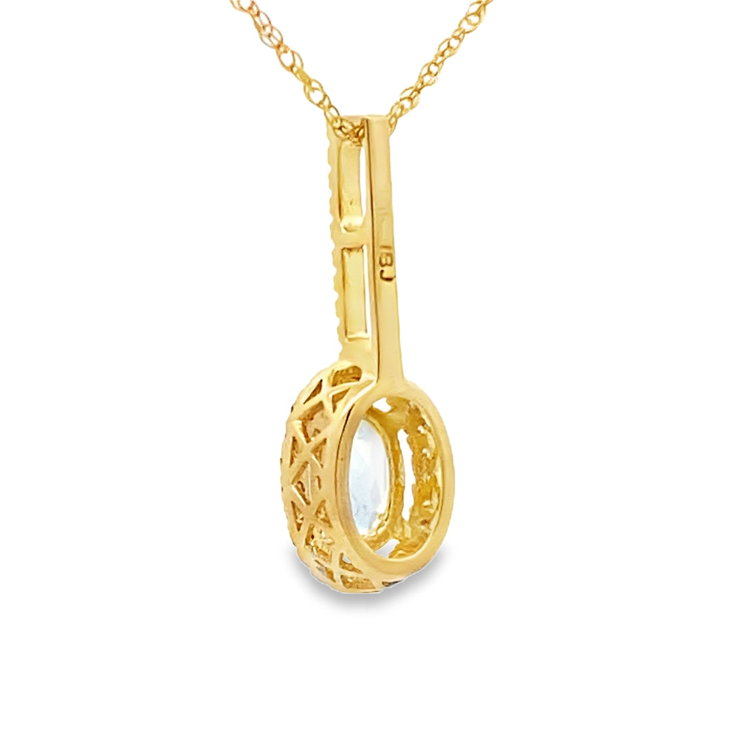 Aquamarine Diamond Fashion Pendants 10KT Yellow Gold Bids.com