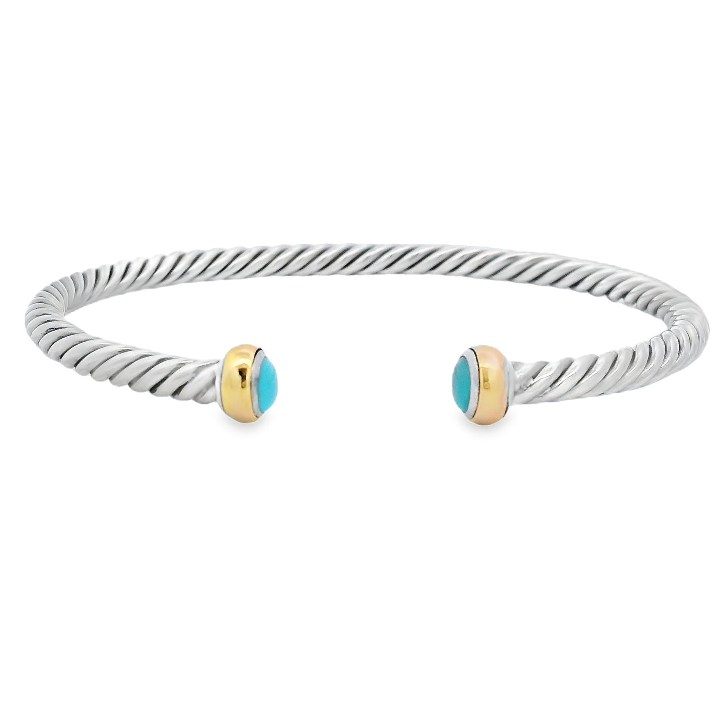 Turquoise Bangle Bracelet Sterling Silver 18KT Gold Bids.com