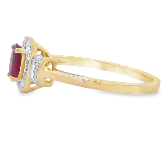 Genuine .65ct Ruby Diamond Ring 10KT Yellow Gold Bids.com