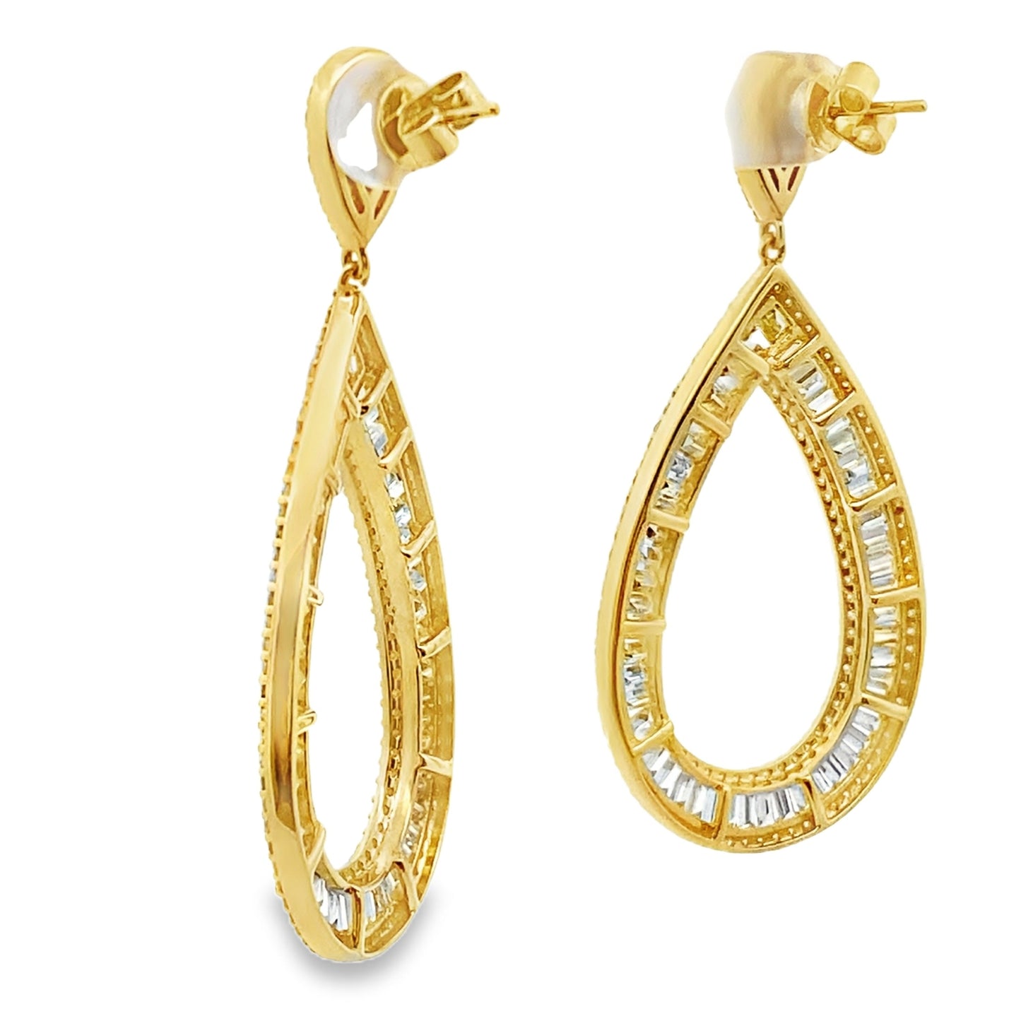 Genuine 8.65ct Diamond Dangle Earrings 18KT Yellow Gold Bids.com