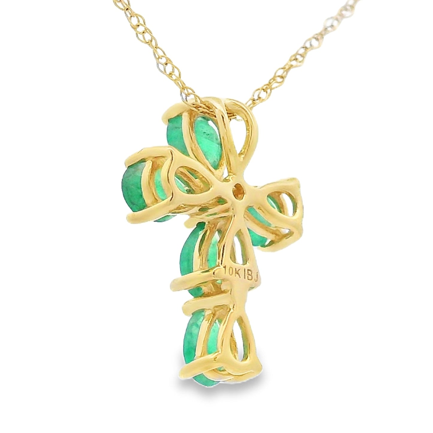 .52ct Emerald Cross Religious Pendant 10KT Yellow Gold Bids.com