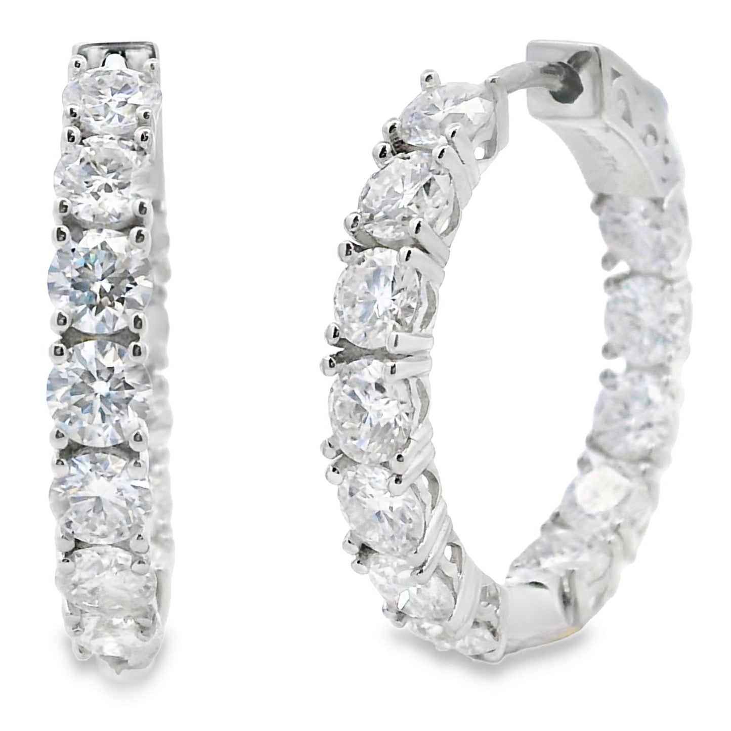 Natural 5.52ct Moissanite Hoop Earrings Sterling Silver Bids.com