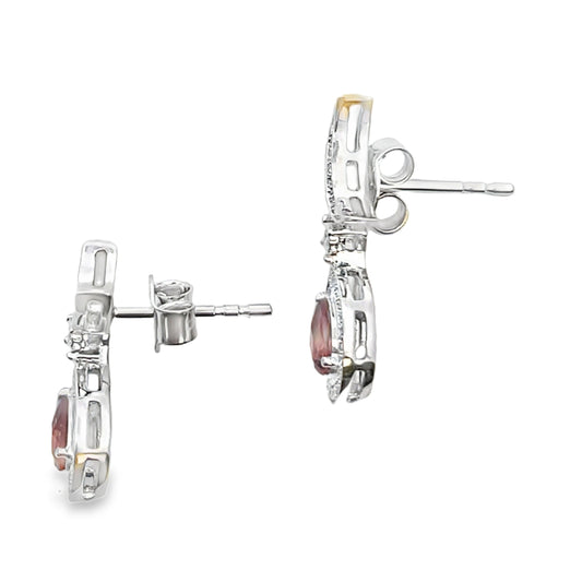 .62ct Garnet Diamond Dangle Earrings 10KT White Gold Bids.com