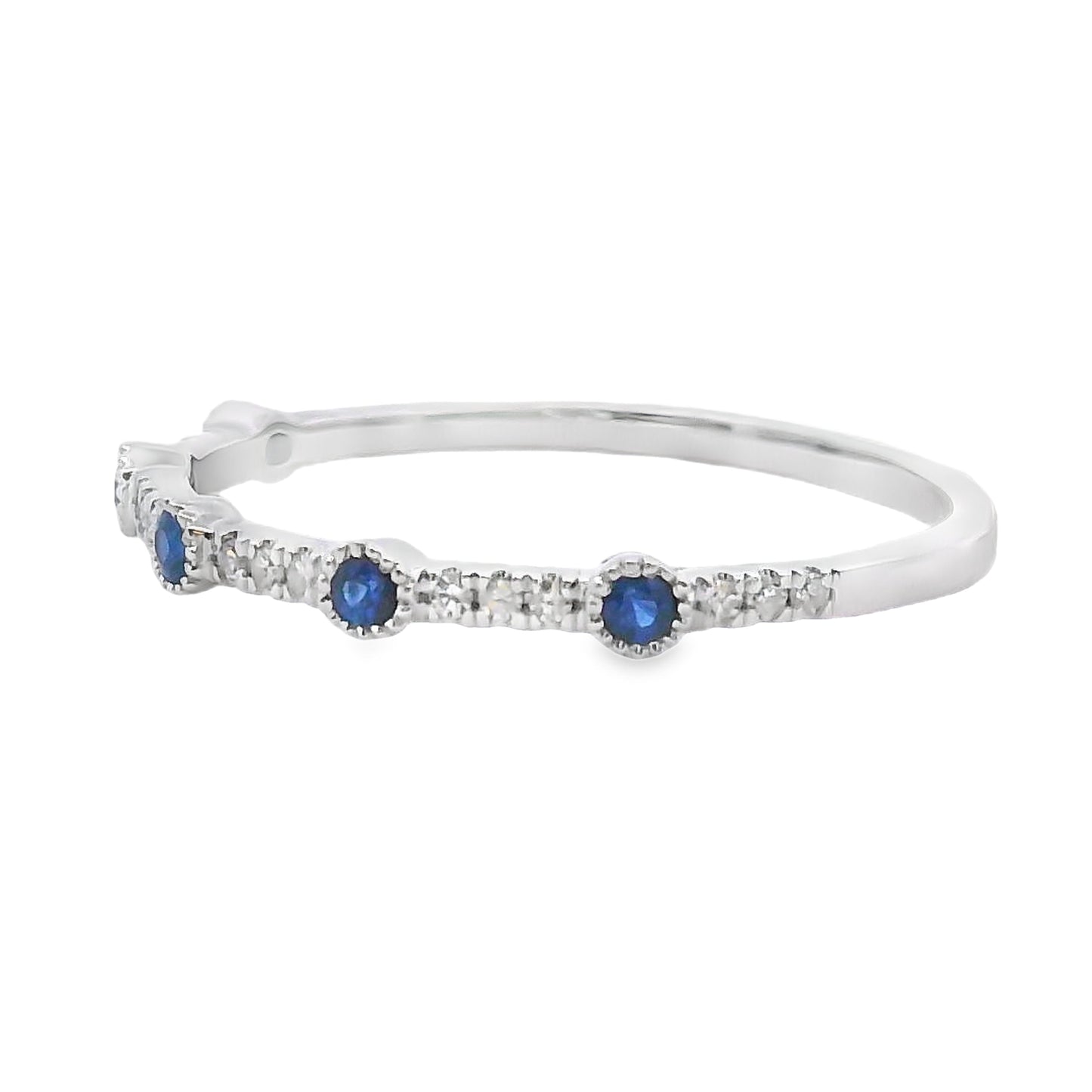 Sapphire Diamond stackable band set 14KT White Gold Bids.com