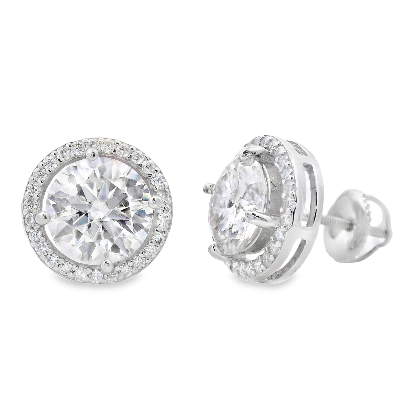 Genuine 4.33ct Moissanite Stud Earrings Sterling Silver Bids.com