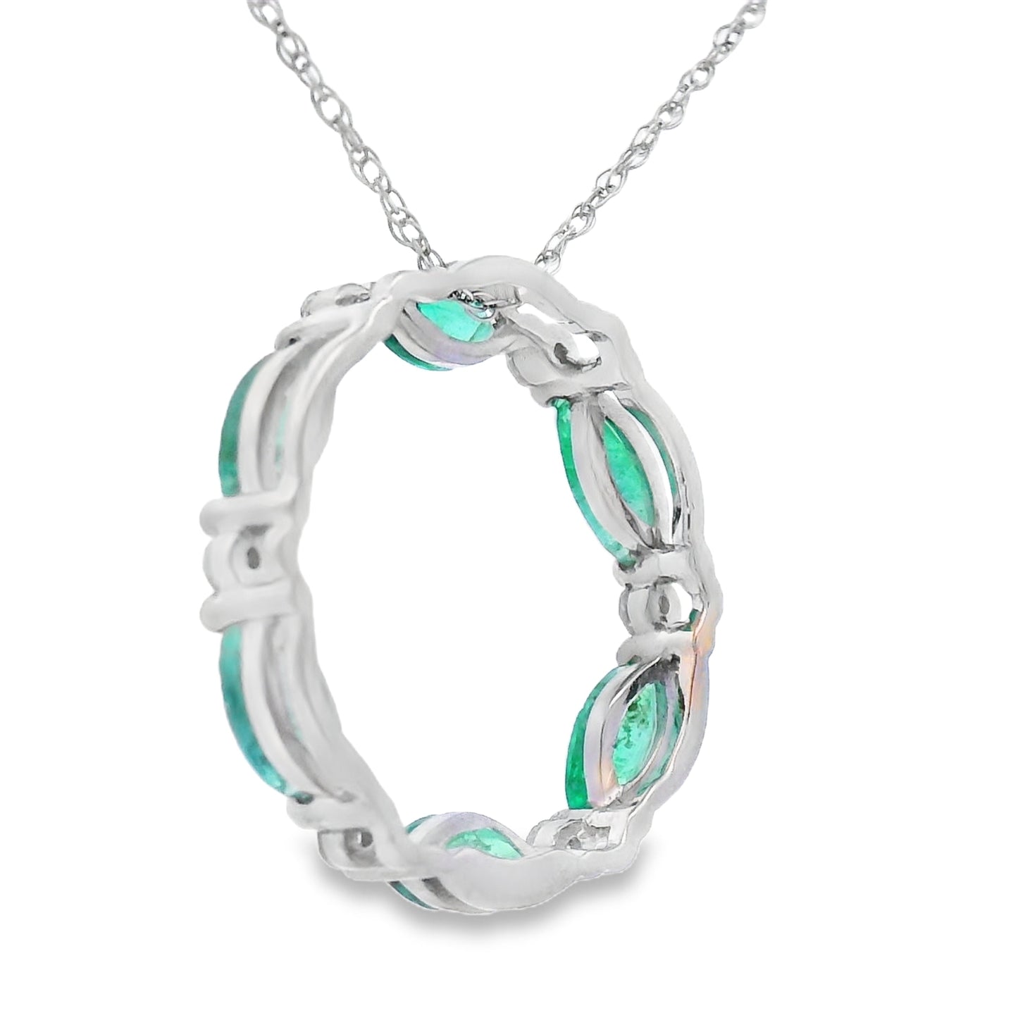 Emerald Diamond Circle of Love Pendant 10KT White Gold Bids.com
