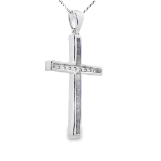.22ct Diamond Cross Religious Pendant 14KT White Gold Bids.com