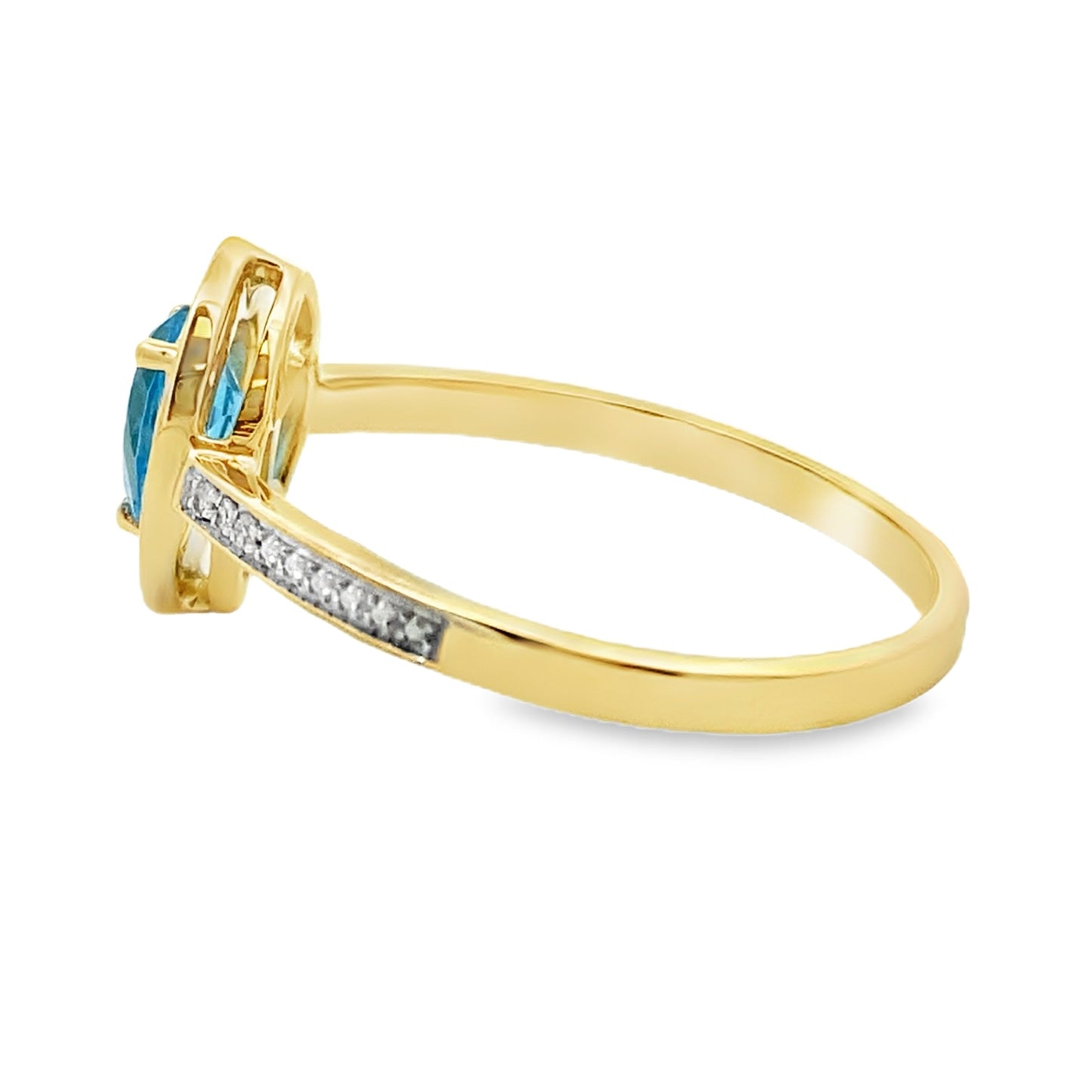 Genuine .54ct Blue Topaz Diamond Ring 10KT Yellow Gold Bids.com