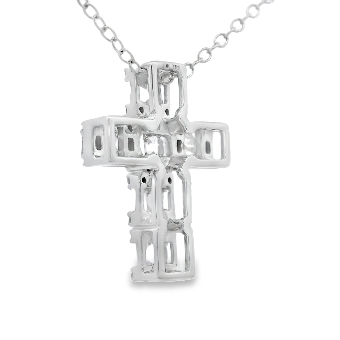 .50ct Diamond Cross Religious Pendant 10KT White Gold Bids.com