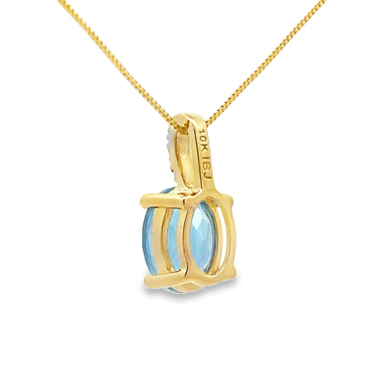 Blue Topaz Diamond Fashion Pendants 10KT Yellow Gold Bids.com