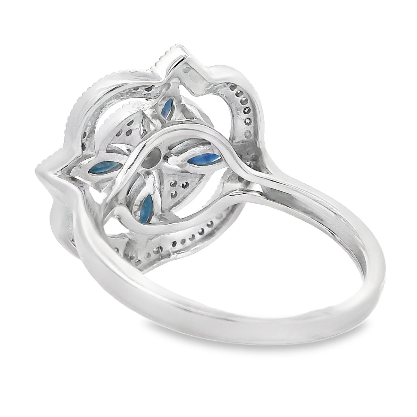 Natural .88ct Sapphire Diamond Ring 14KT White Gold Bids.com