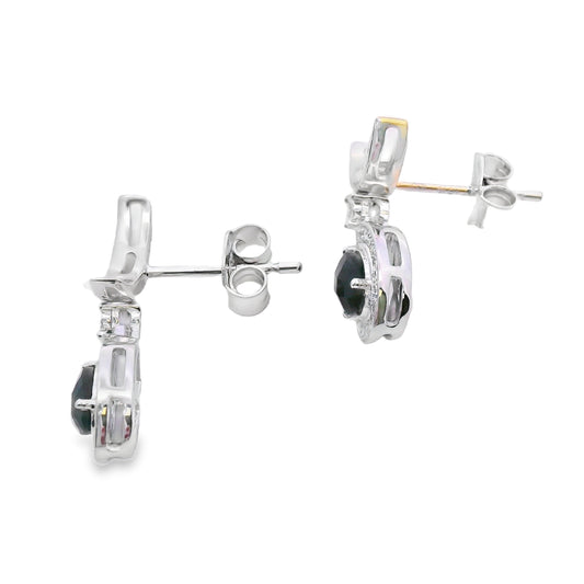 .55ct Onyx Diamond Dangle Earrings 10KT White Gold Bids.com