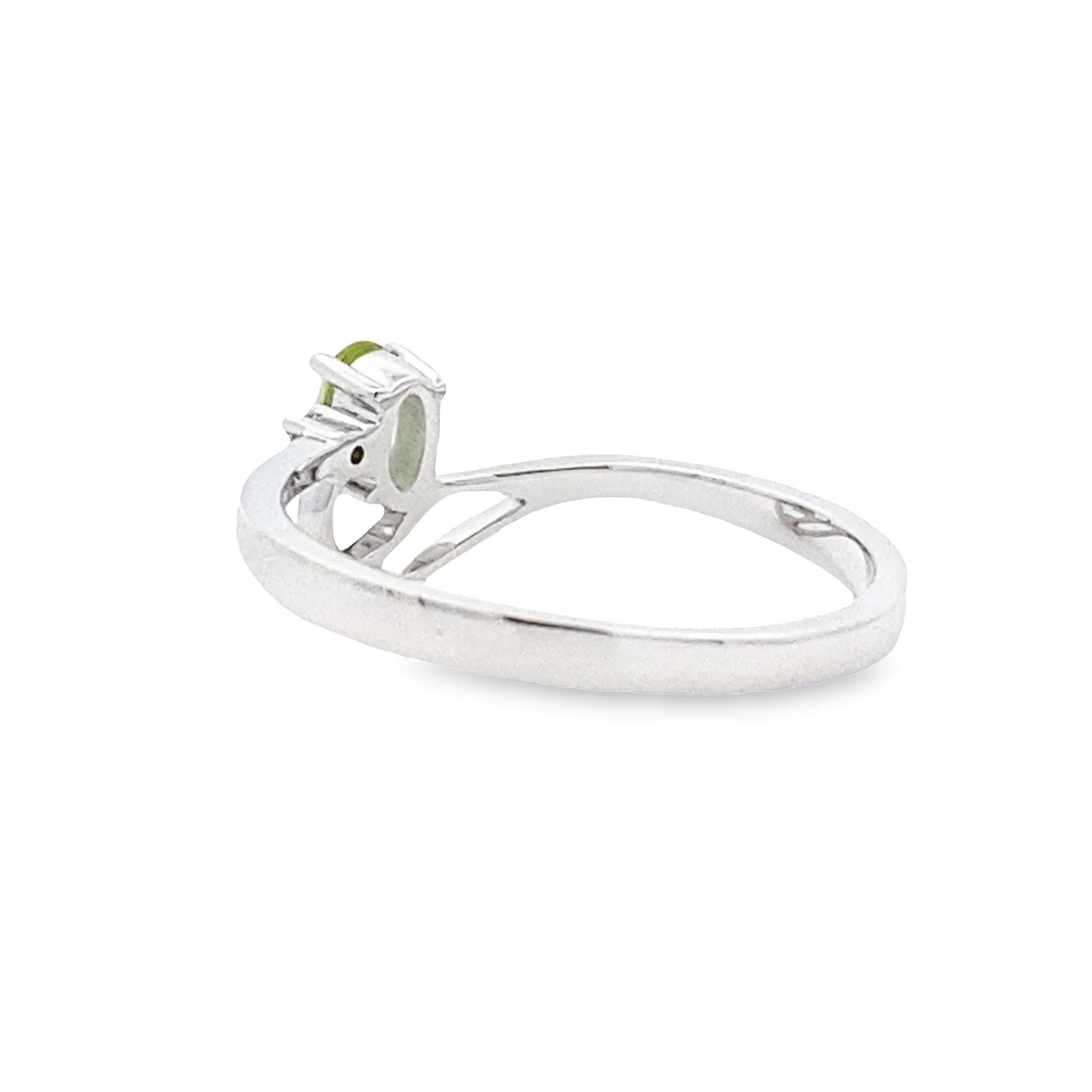 Natural .02ct Peridot Diamond Ring 10KT White Gold Bids.com