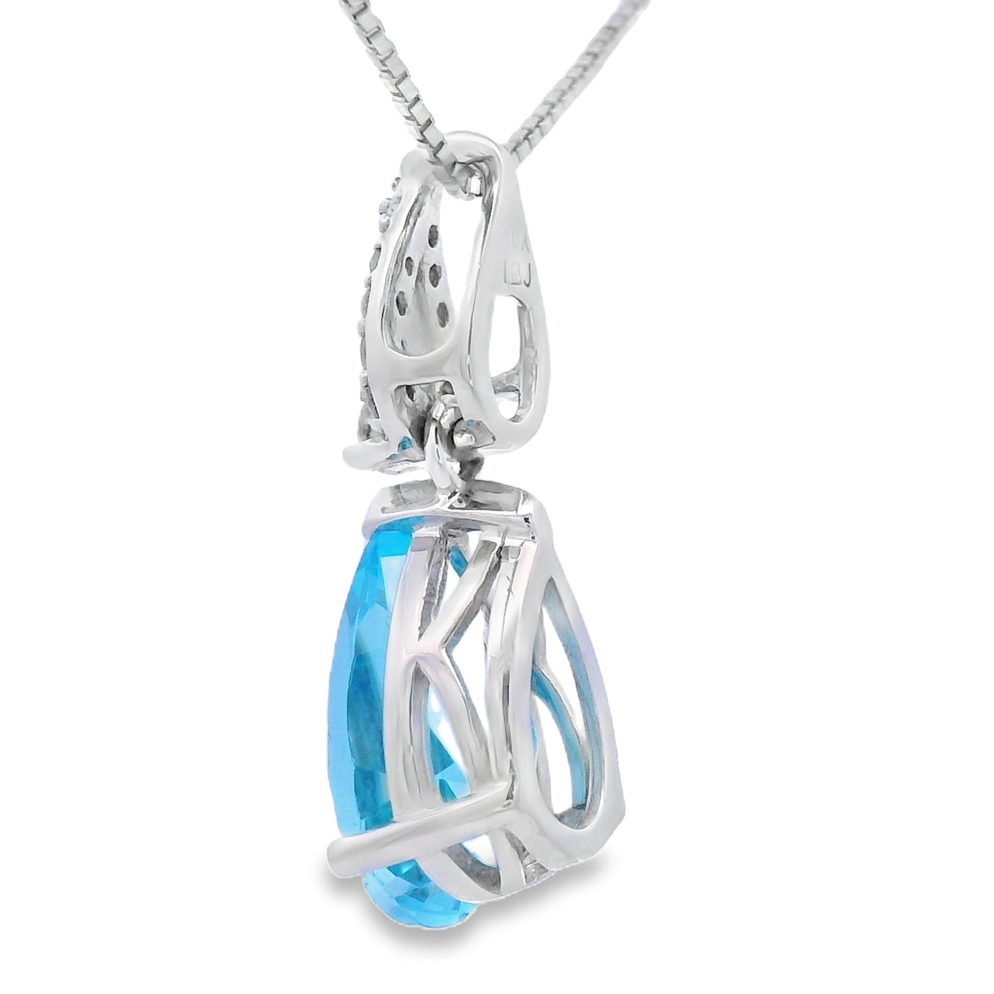 Blue Topaz Diamond Fashion Pendants 10KT White Gold Bids.com