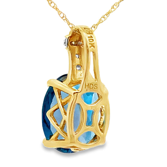 London Blue Topaz Fashion Pendants 10KT Yellow Gold Bids.com