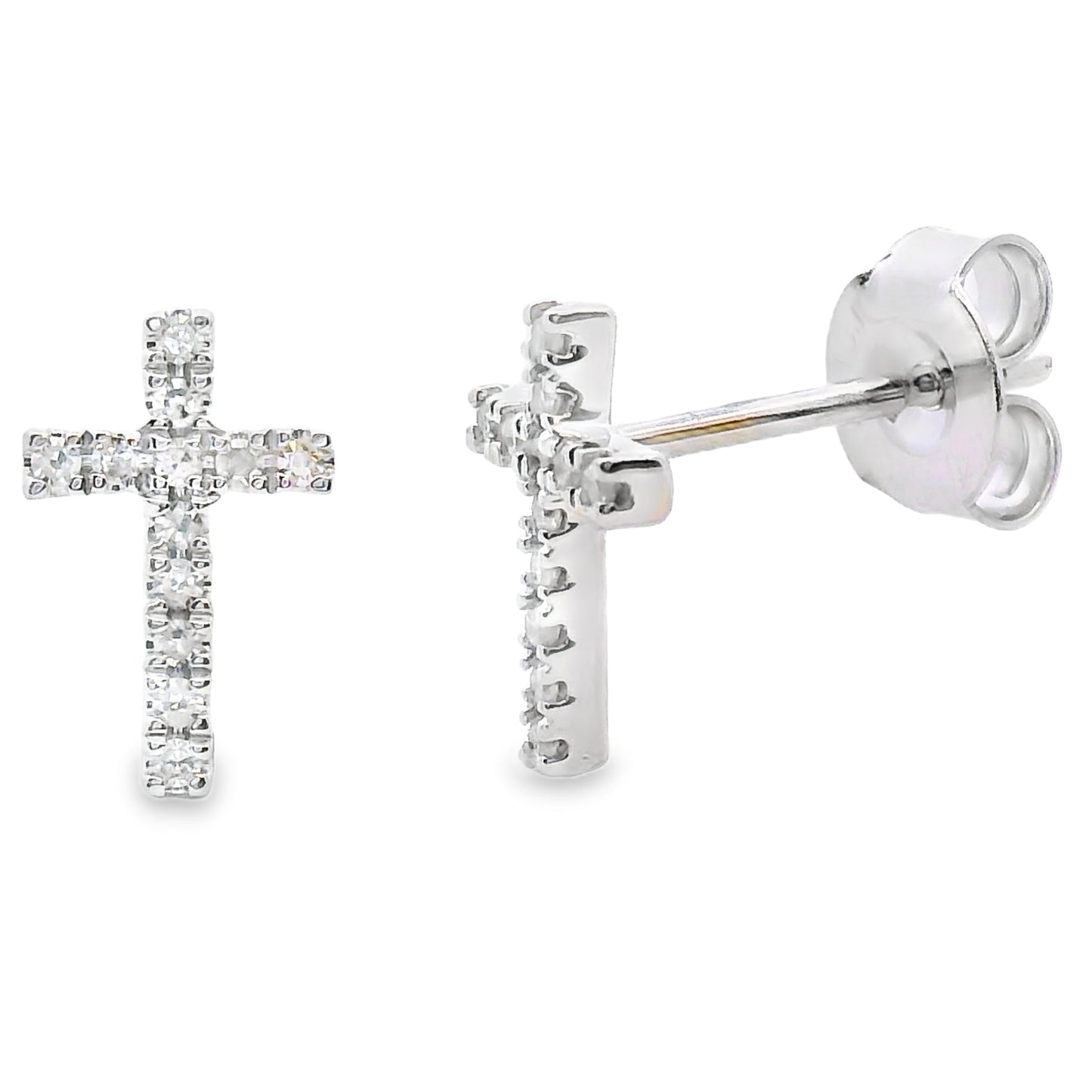 Natural .10ct Diamond Cross Earrings 10KT White Gold Bids.com