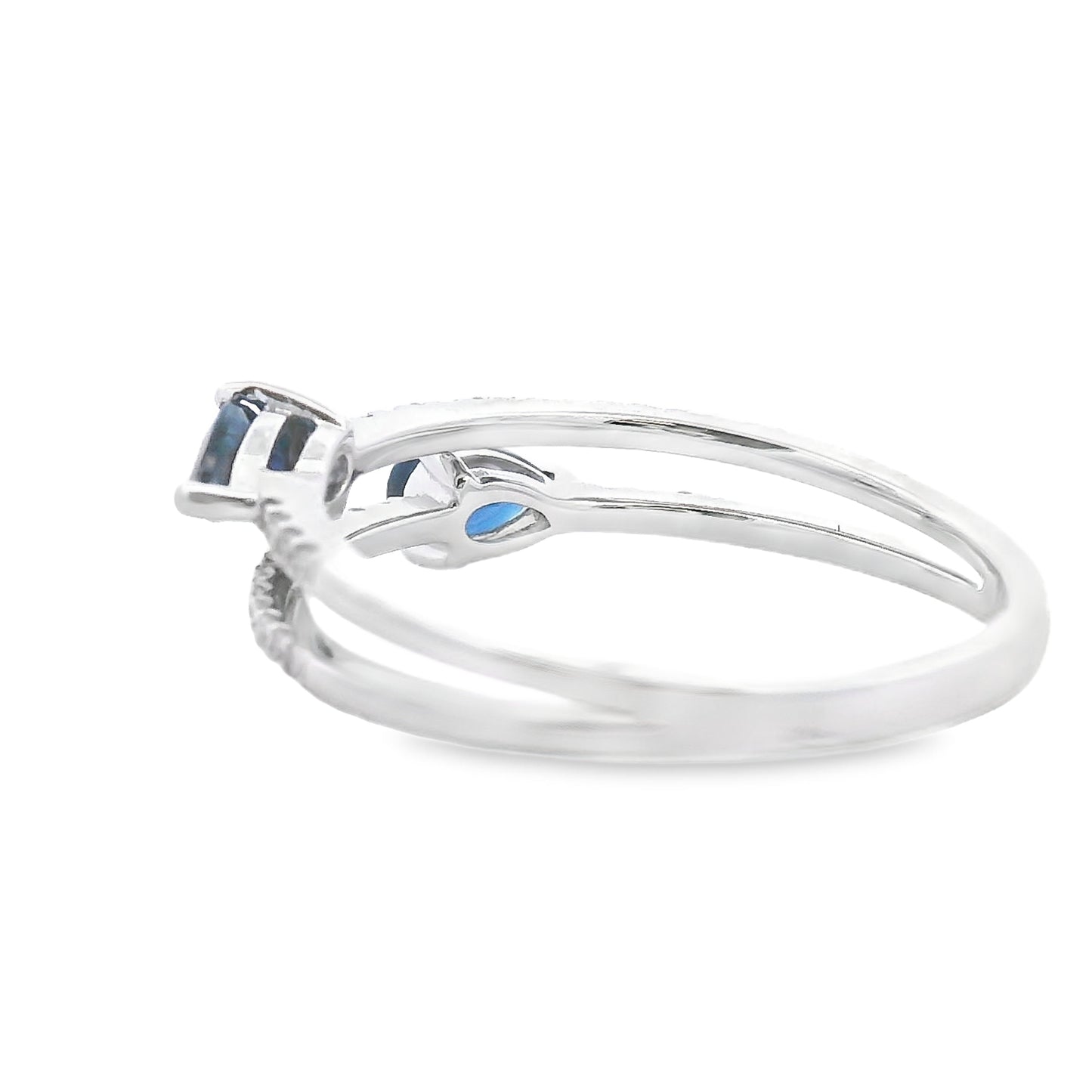 Natural .70ct Sapphire Diamond Ring 14KT White Gold Bids.com
