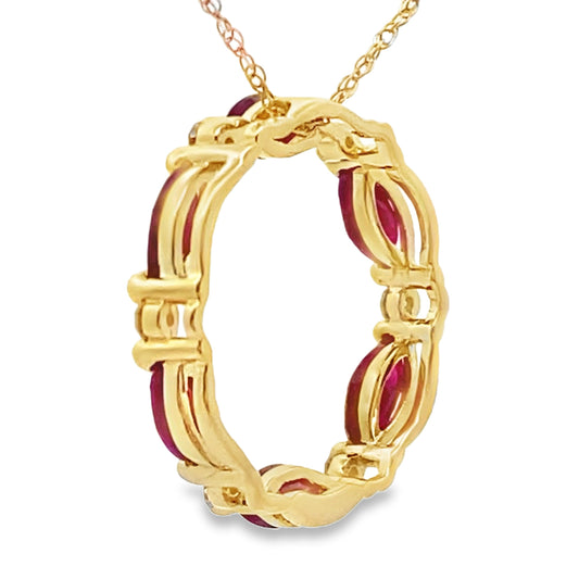 Ruby Diamond Circle of Love Pendant 10KT Yellow Gold Bids.com