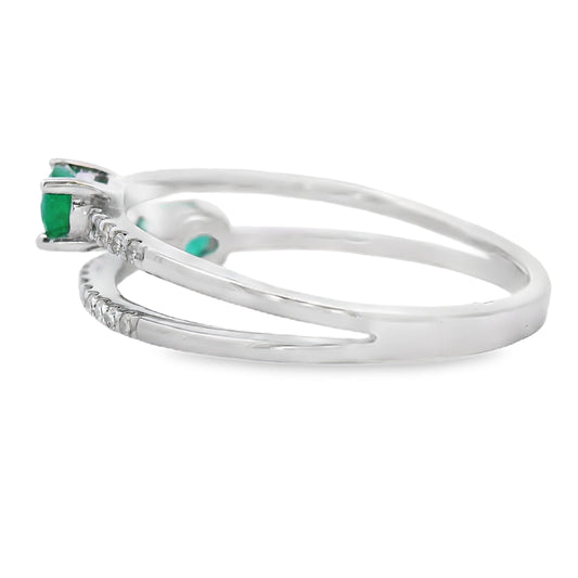 Natural .47ct Emerald Diamond Ring 14KT White Gold Bids.com