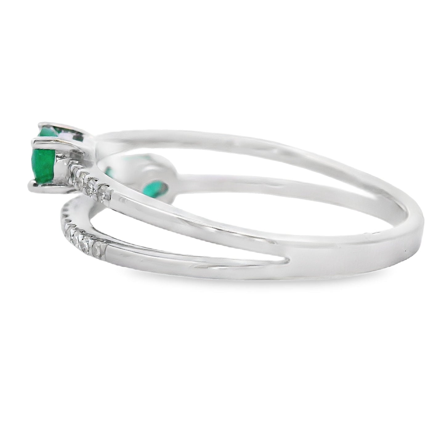 Natural .47ct Emerald Diamond Ring 14KT White Gold Bids.com