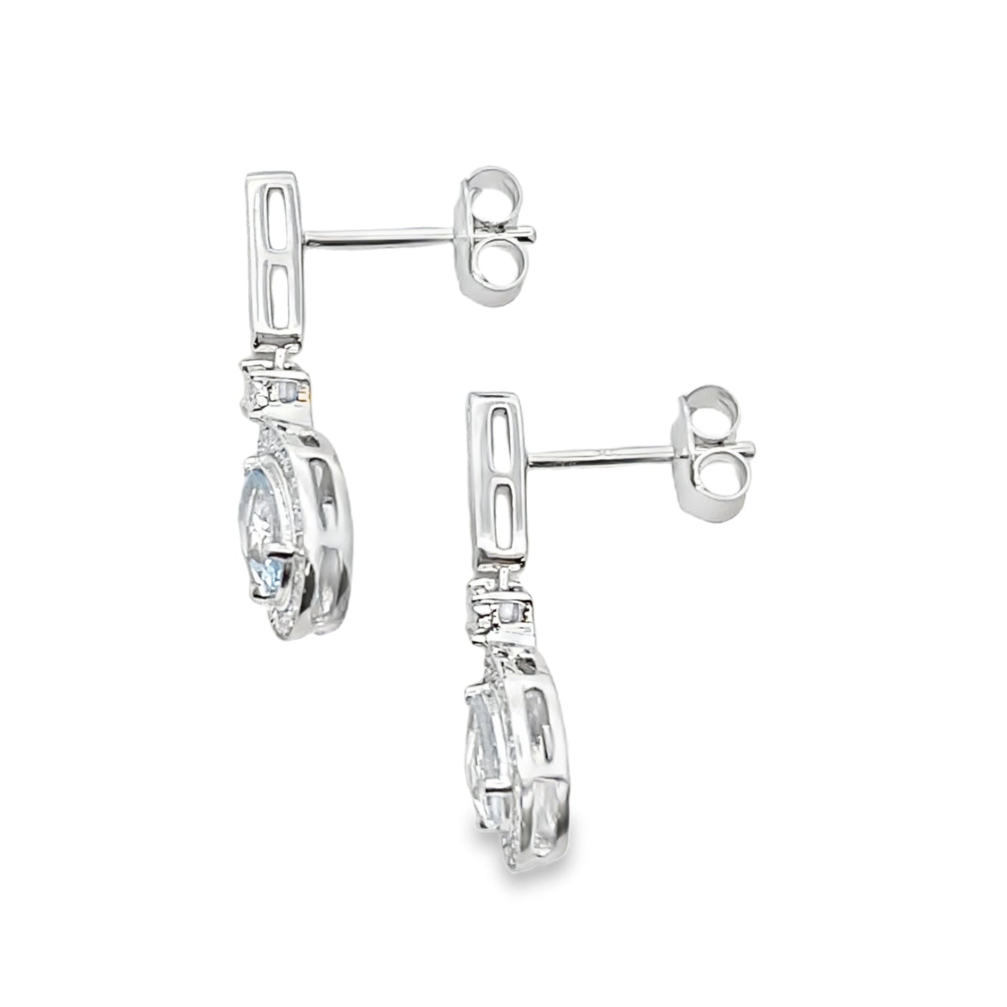 Aquamarine Diamond Dangle Earrings 10KT White Gold Bids.com
