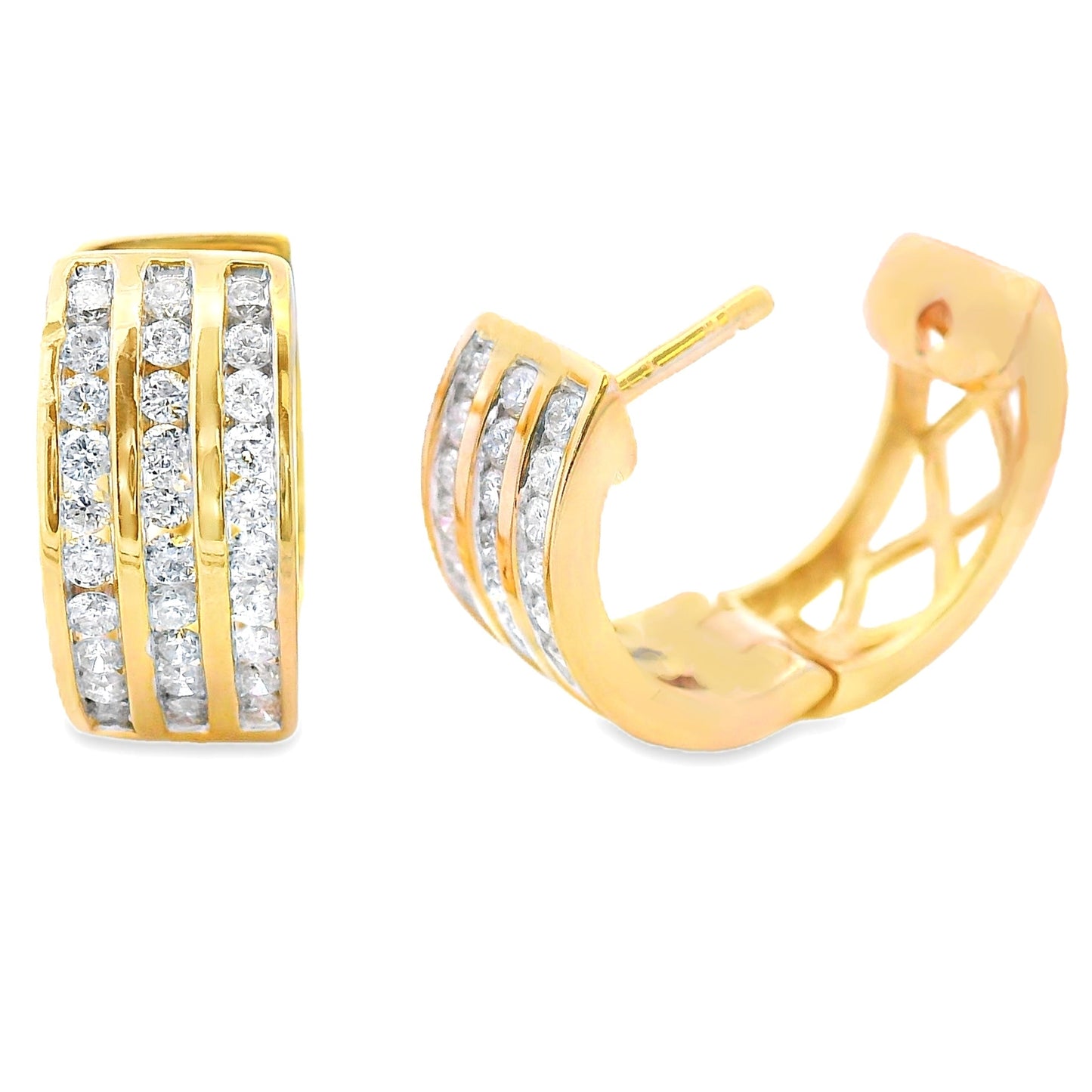 Natural .50ct Diamond Hoop Earrings 14KT Yellow Gold Bids.com