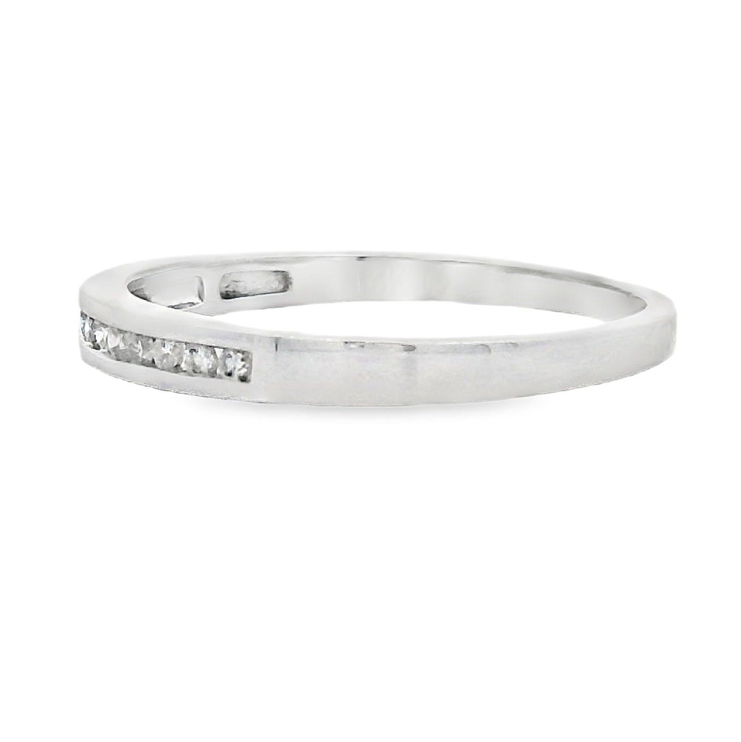 Genuine .11ct Diamond Wedding Band Ring 14KT White Gold Bids.com