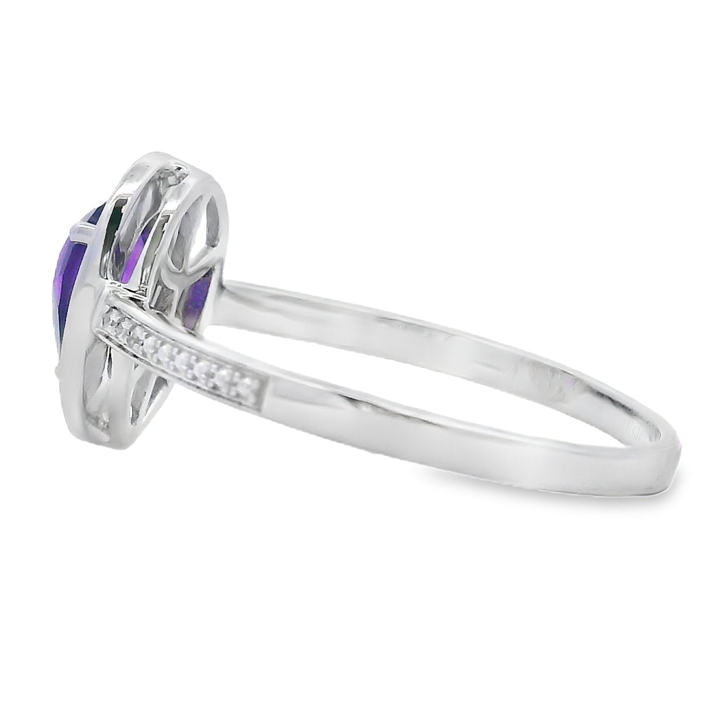 Natural .42ct Amethyst Diamond Ring 10KT White Gold Bids.com