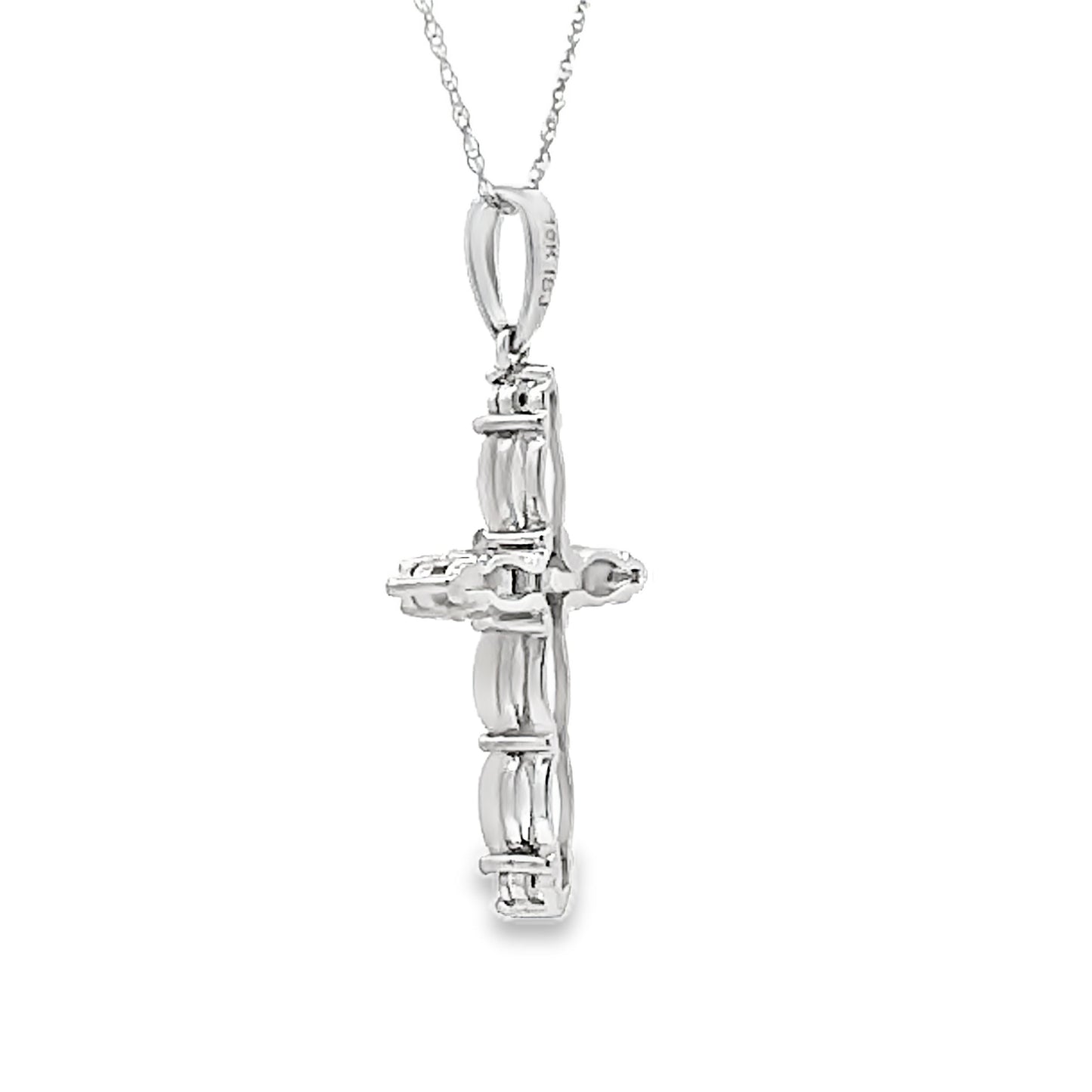 Opal Diamond Cross Religious Pendant 10KT White Gold Bids.com
