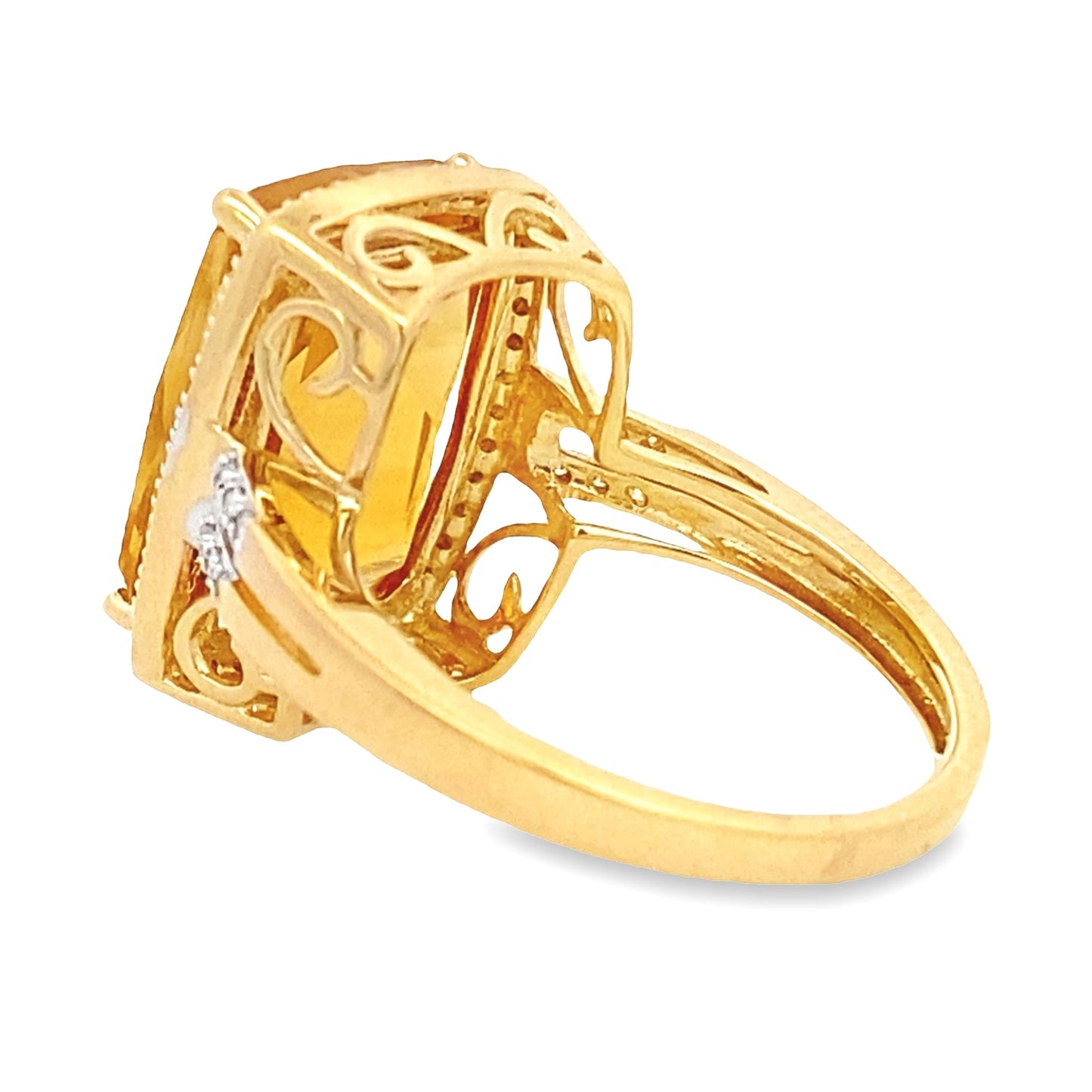Natural 4.42ct Citrine Diamond Ring 14KT Yellow Gold Bids.com