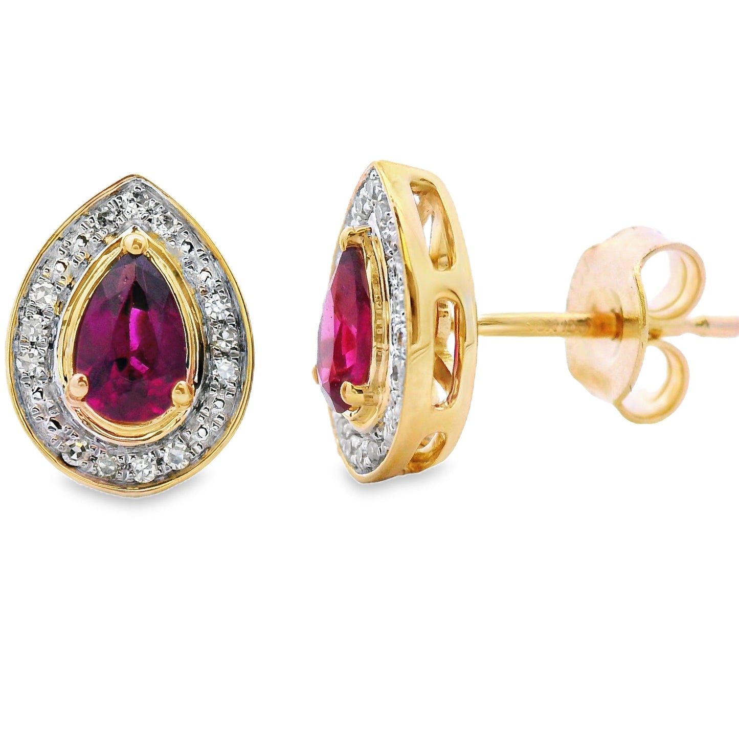 Rhodolite Garnet Diamond Stud Earrings 10KT Yellow Gold Bids.com
