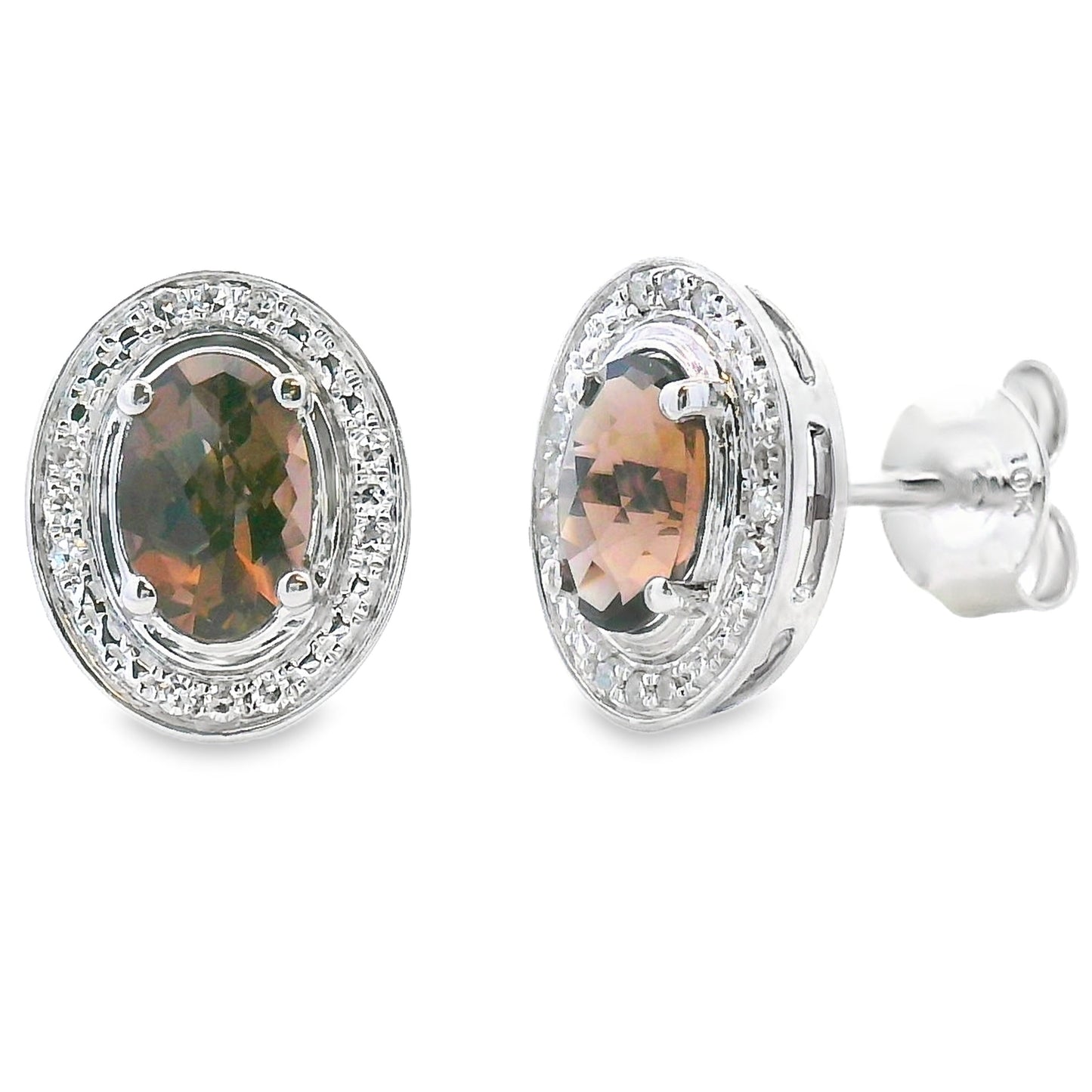 Genuine .85ct Quartz Diamond Earrings 10KT White Gold Bids.com
