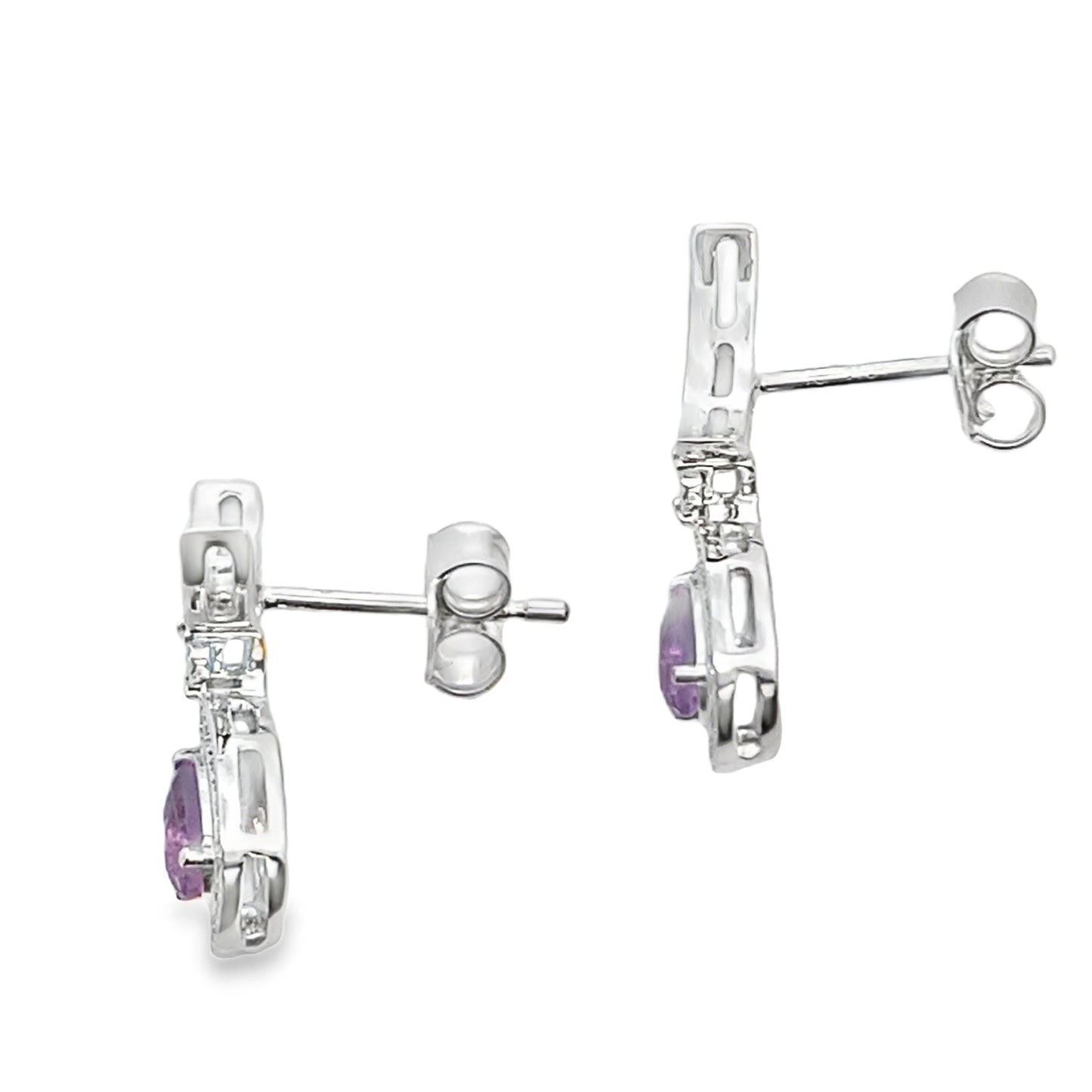 .48ct Amethyst Diamond Dangle Earrings 10KT White Gold Bids.com
