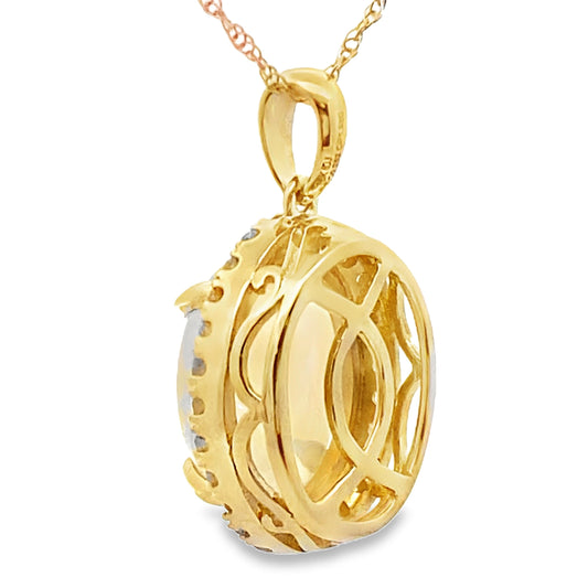 2.39ct Opal Diamond Fashion Pendants 10KT Yellow Gold Bids.com