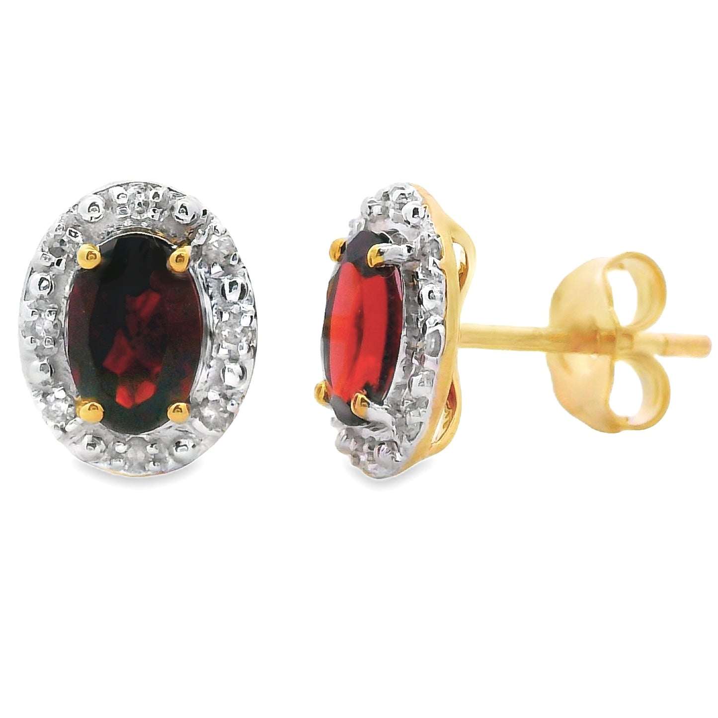 Genuine 1.18ct Garnet Diamond Earrings 10KT Yellow Gold Bids.com