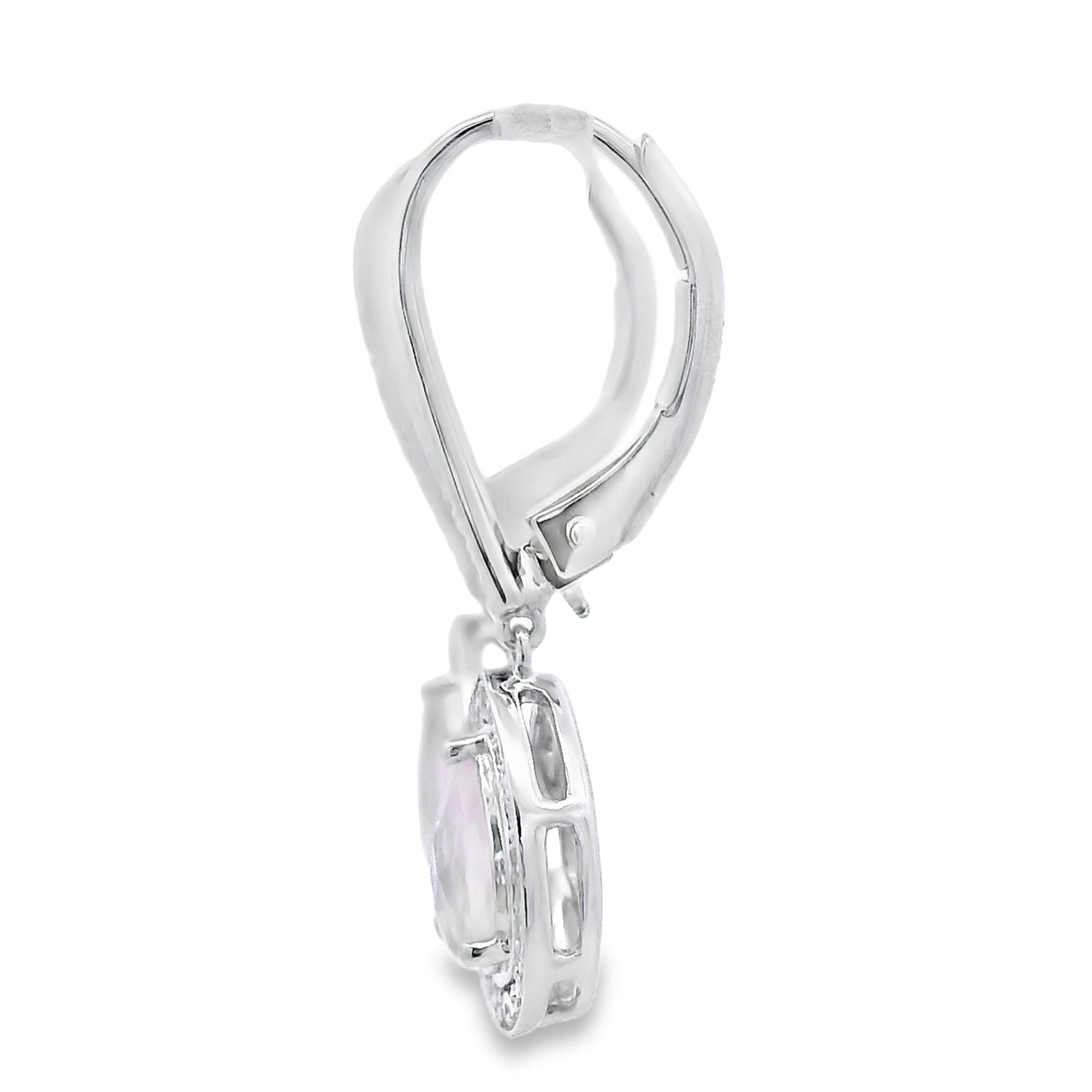 Rose Quartz Diamond Dangle Earrings 10KT White Gold Bids.com