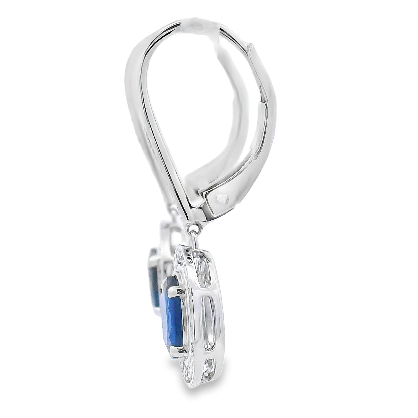1.28ct Sapphire Diamond Dangle Earrings 10KT White Gold Bids.com
